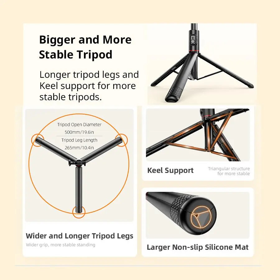 1.83M Selfie Stick Tripod for Vlogging, Aluminum Telescoping Smartphone Holder with Wireless BT Remote Control, Extendable Cellphone Tripod Cold Shoe Accessories, Adjustable Phone Content Creator Tool, Stocking Fillers Gift