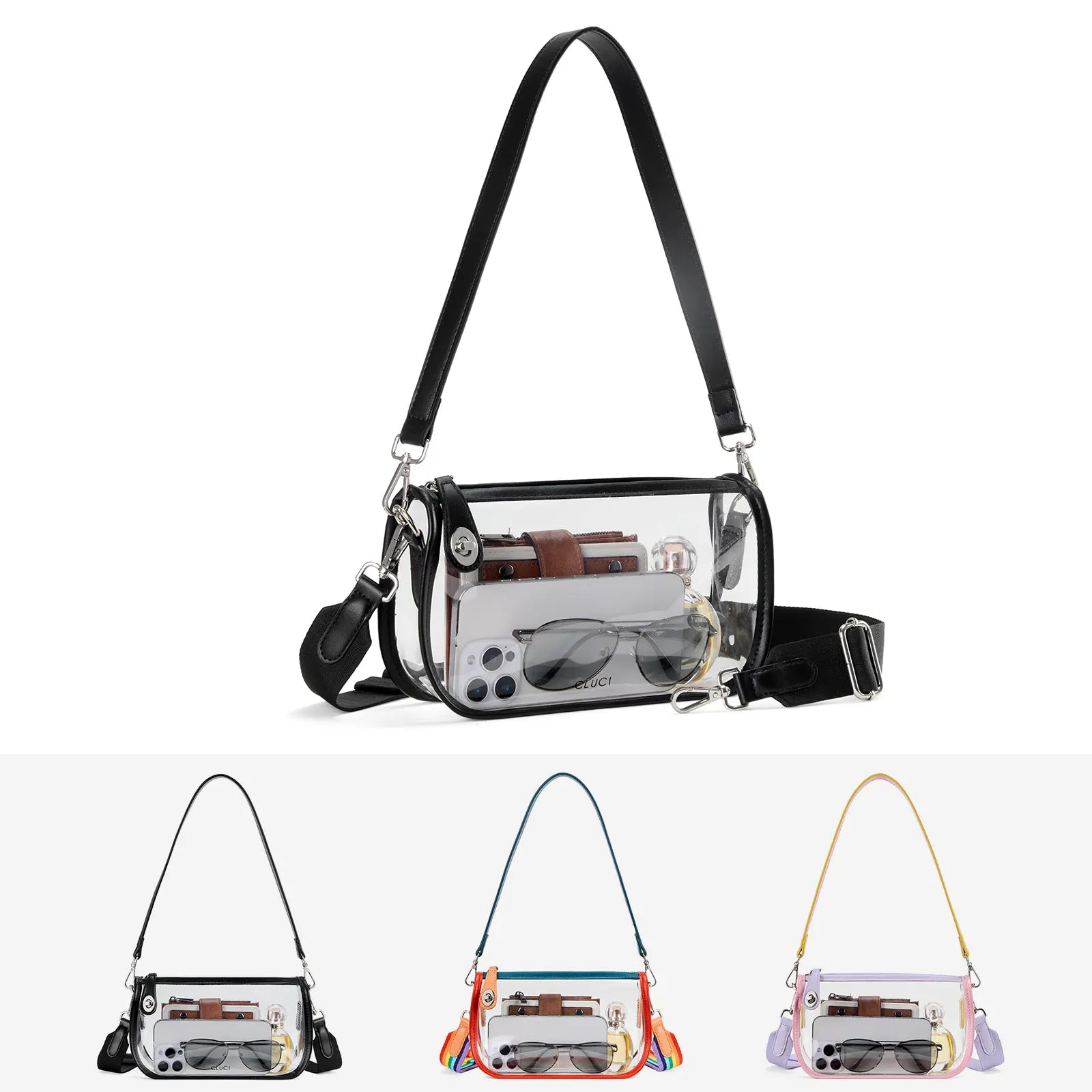 CLUCI Women's Clear Bags for Back to School - Small Clear Purse, Crossbody Bag, and Shoulder Bag for Concerts, Sports Events, and Festivals