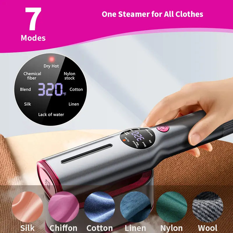 Dr.Flash Handheld Garment Steamer for Clothing, Portable Iron Steamer Combo Travel Steam Generators, 7 Modes with LED Display, Fast Heating, 90° Swivel Handle, 1-Button Start, Travel Stuff, New Year Gift