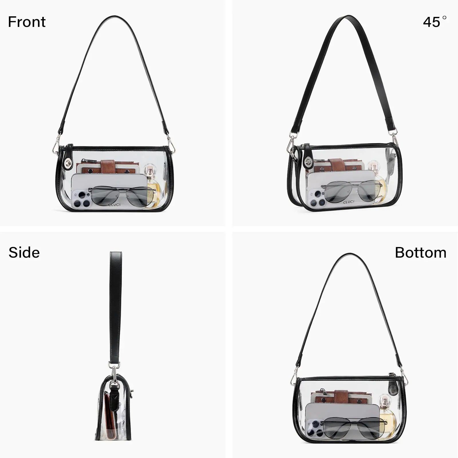 CLUCI Women's Clear Bags for Back to School - Small Clear Purse, Crossbody Bag, and Shoulder Bag for Concerts, Sports Events, and Festivals